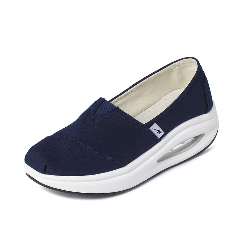 Sieviešu audekla slip-on kurpes, elpojošs tīkla iekšējais materiāls, audekla augšdaļa, kompozīta zole, bieza zole