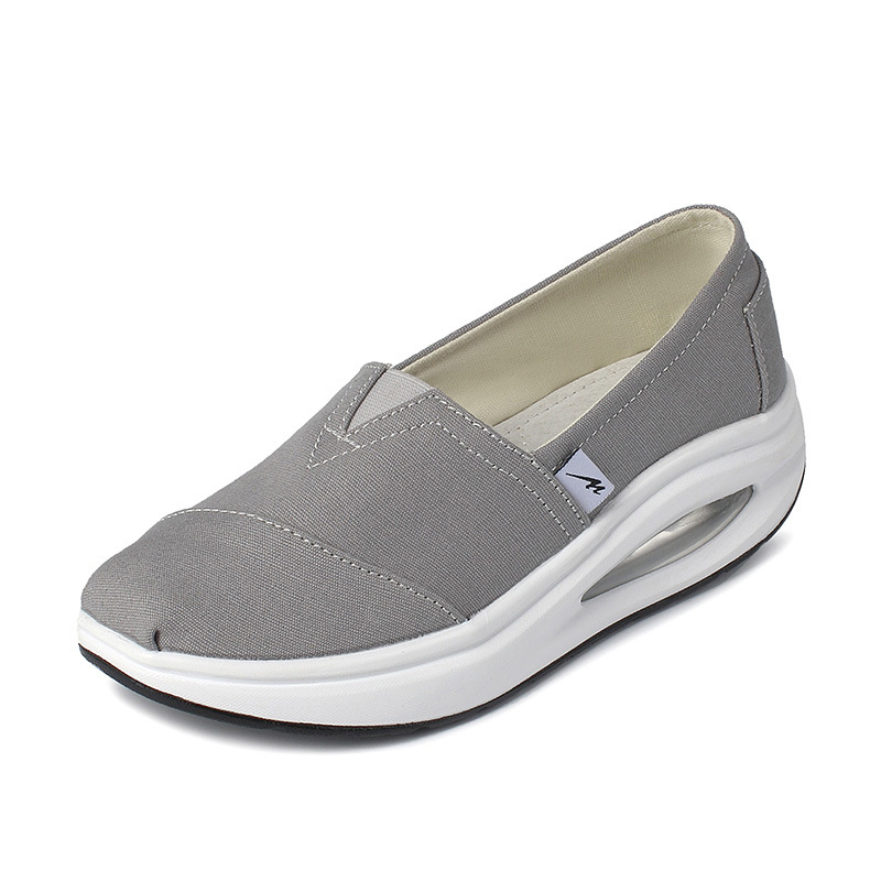 Sieviešu audekla slip-on kurpes, elpojošs tīkla iekšējais materiāls, audekla augšdaļa, kompozīta zole, bieza zole