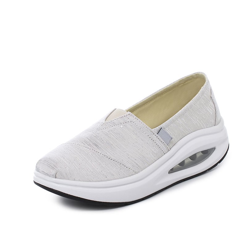 Sieviešu audekla slip-on kurpes, elpojošs tīkla iekšējais materiāls, audekla augšdaļa, kompozīta zole, bieza zole