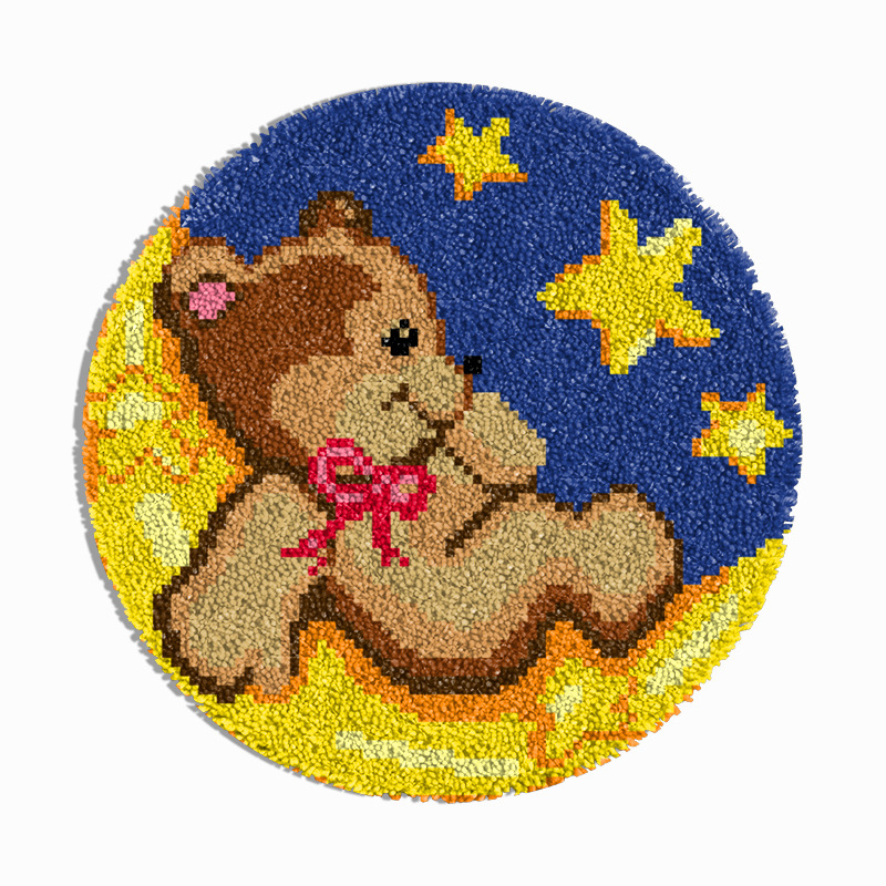 Kör alakú állatmotívumos hímzőkészlet | akril szál | kartoon/anime minta | keresztszemes készlet | nappali, hálószoba, gyerekszoba számára