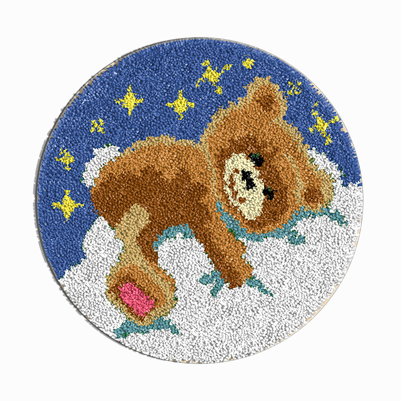 Kör alakú állatmotívumos hímzőkészlet | akril szál | kartoon/anime minta | keresztszemes készlet | nappali, hálószoba, gyerekszoba számára