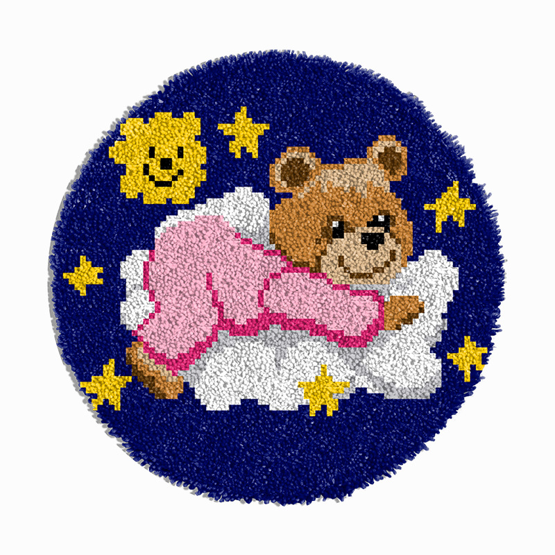 Kör alakú állatmotívumos hímzőkészlet | akril szál | kartoon/anime minta | keresztszemes készlet | nappali, hálószoba, gyerekszoba számára