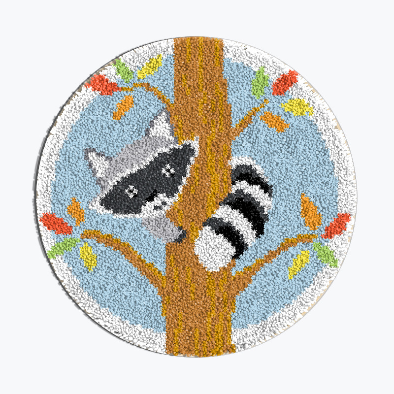 Kör alakú állatmotívumos hímzőkészlet | akril szál | kartoon/anime minta | keresztszemes készlet | nappali, hálószoba, gyerekszoba számára