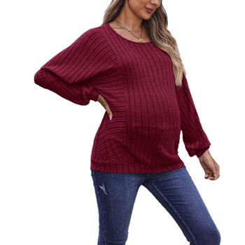 Grūtnieču tops ar lampas piedurknēm, apaļa kakla, poliestera–spandeksa maisījums, vienkrāsains, pulovīrs