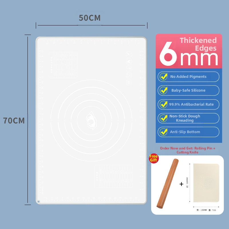 Seminex силиконова подложка за месене – хранително-качество, удебелена, неприлепваща, за разточване и приготвяне на пелмени, с измервателна скала и възможност за персонализирано лого