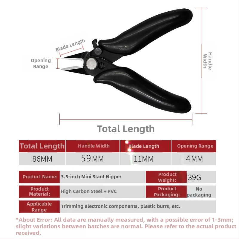 Diagonálne rezné kliešte pre modely Gundam, oceľ s vysokým obsahom uhlíka, 39 g, QST EXPRESS
