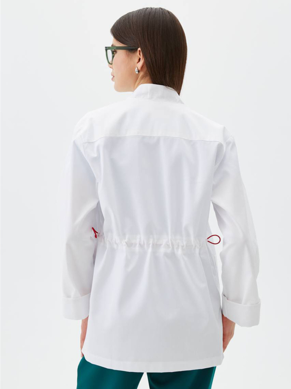 Γυναικείο εξωτερικό ιατρικό ρούχο με γιακά-πέτο, μακριά μανίκια, πολυεστέρας με απομάκρυνση υγρασίας