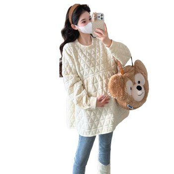 Grūtnieču ziemas džempera tops, korejiešu stila, garas piedurknes, vidēja garuma