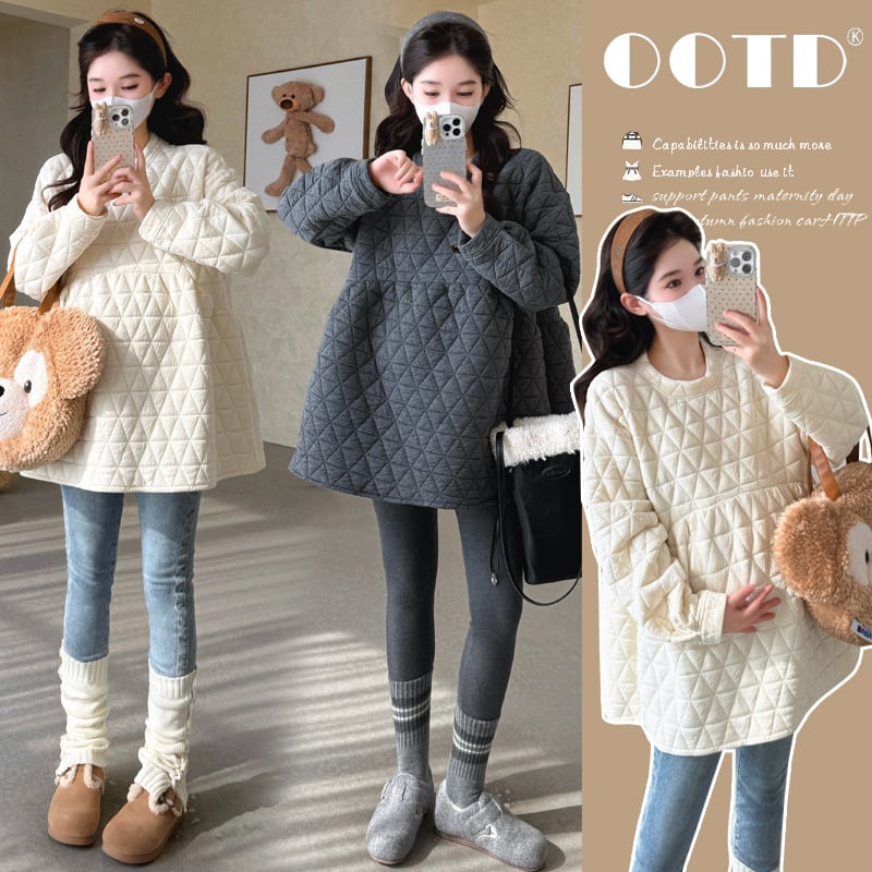 Grūtnieču ziemas džempera tops, korejiešu stila, garas piedurknes, vidēja garuma