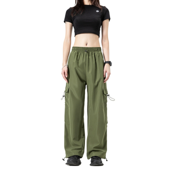 Amerikos stiliaus cargo kelnytės, aukštas liemuo, surišama juostelė, plačios kojos, chenille audinys