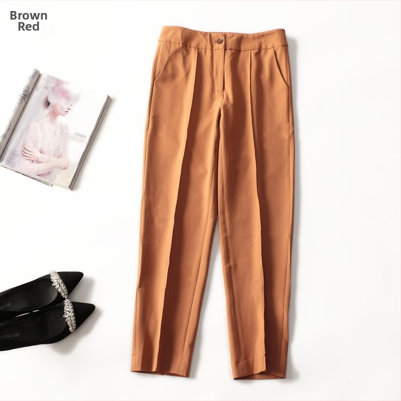 Γυναικεία άνετα μακριά παντελόνια, μεσαίας μέσης, κομψό στυλ πόλης, φθινόπωρο 2025
