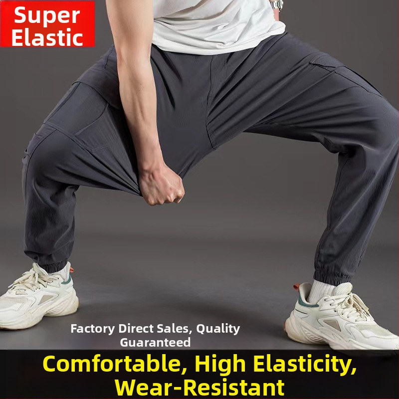 Παντελόνια τύπου cargo, χαλαρή γραμμή, υψηλή μέση, μίγμα βαμβάκι-ελαστάν, πολλές τσέπες