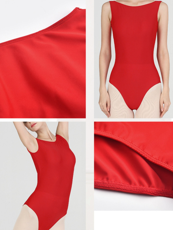 Ολόσωμο ενιαίο ρούχο μπαλέτου για προπόνηση – νάιλον ανάμειξη με επένδυση από μεταξά γάλακτος, ενήλικη γυναίκα, μονόχρωμο, για χορό και γυμναστική