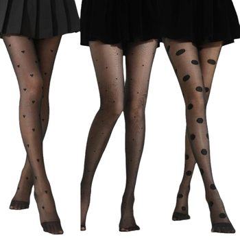 Șosete pentru femei cu imprimeu inimă, ultra-subțiri din nailon 10D, model Lolita cu buline