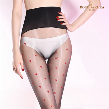 Καλσόν με μοτίβο καρδιάς σε αντίθεση, ψηλή μέση, χωρίς ραφές, υπερ-λεπτά, συσκευασία δώρου