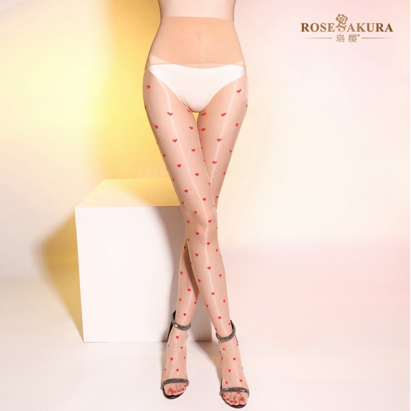 Καλσόν με μοτίβο καρδιάς σε αντίθεση, ψηλή μέση, χωρίς ραφές, υπερ-λεπτά, συσκευασία δώρου