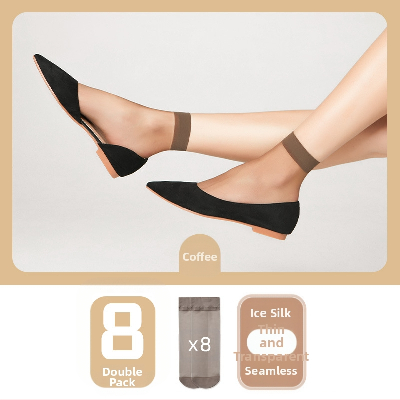 Langsha Crystal Șosete - Nailon Ultra-Subțire, Ciorapi Scurți pentru Femei, Absorbție a Transpirației, Tub Mediu