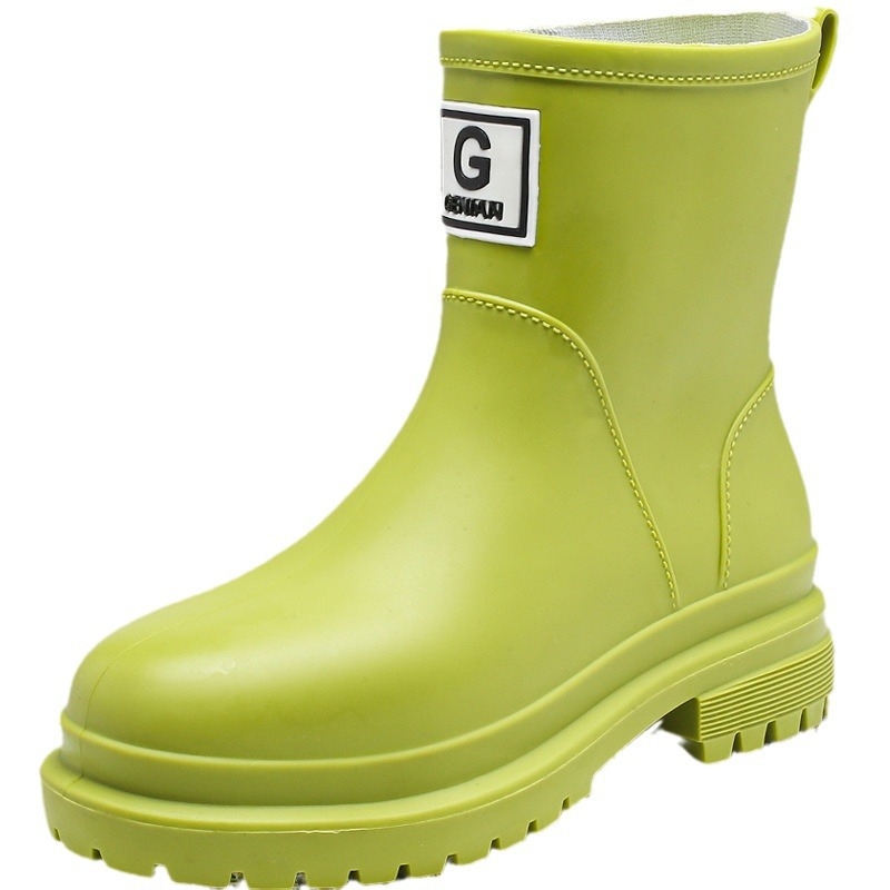 Sieviešu PVC lietus zābaki, bezšuvju konstrukcija, zems papēdis 1–3 cm, četrām sezonām