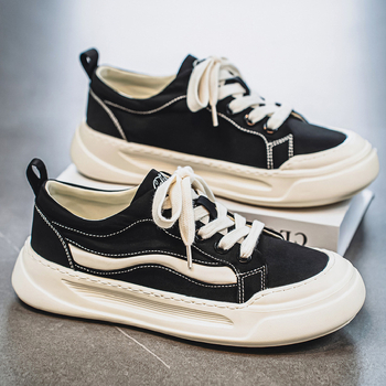 Ανδρικά χαμηλά πάνινα παπούτσια για περπάτημα: διαπνέοντα, ελαφρά, αντιολισθητική καουτσούκ σόλα, διχτυωτή επένδυση, κορδωτές