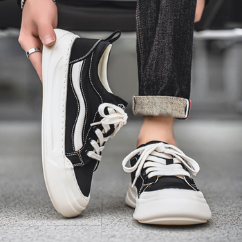 Ανδρικά χαμηλά πάνινα παπούτσια για περπάτημα: διαπνέοντα, ελαφρά, αντιολισθητική καουτσούκ σόλα, διχτυωτή επένδυση, κορδωτές