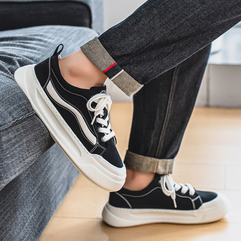 Ανδρικά χαμηλά πάνινα παπούτσια για περπάτημα: διαπνέοντα, ελαφρά, αντιολισθητική καουτσούκ σόλα, διχτυωτή επένδυση, κορδωτές