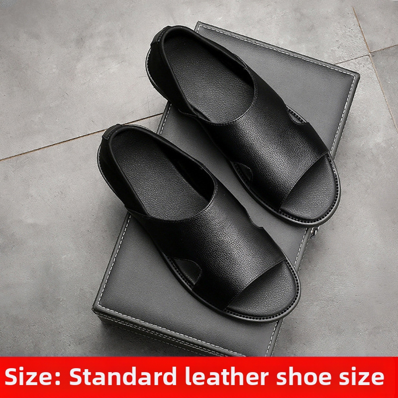 Pánske rímske sandále, vrchný diel z dvojitej hovädzej kože, priedušné s otvoreným prstom, gumová podrážka