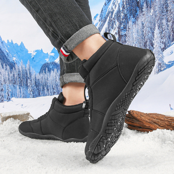 Χειμερινά Unisex μποτάκια χιονιού με άνω μέρος από καμβά, επένδυση από συνθετικό κοντό γούννο και αντιολισθητική σόλα από καουτσούκ