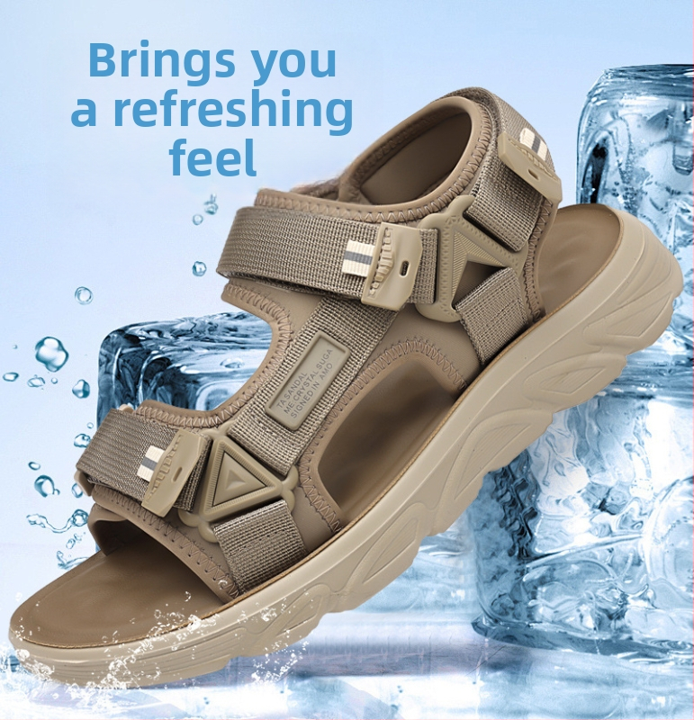 Ανδρικά σανδάλια με ύφασμά στο επάνω μέρος, PU σόλα, κλείσιμο Velcro, αναπνεύσιμα