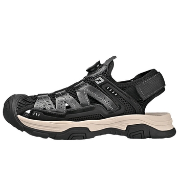 Ανδρικά σανδάλια - Baotou κλειστό δάχτυλο, Velcro κλείσιμο (Δέρμα αγελάδας + διχτυωτό επάνω μέρος; Σόλα από καουτσούκ; Εσωτερικό από δίχτυ; Διαπνοή; Αντιολίσθηση)