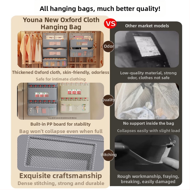 Съхранителна торбичка за бельо и чорапи за закачване — Oxford плат, модел SND4004, триизмерен стенен монтаж