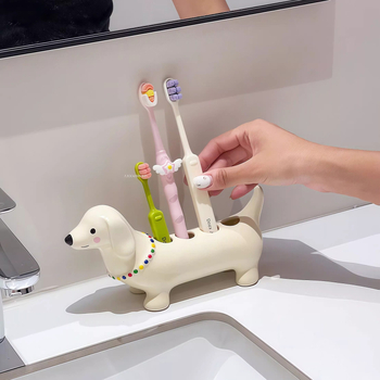 Karikatúra tacskó fogkefetartó – műanyag alap a fürdőszobába