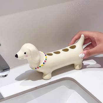 Karikatúra tacskó fogkefetartó – műanyag alap a fürdőszobába