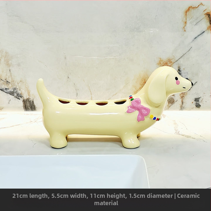 Karikatúra tacskó fogkefetartó – műanyag alap a fürdőszobába