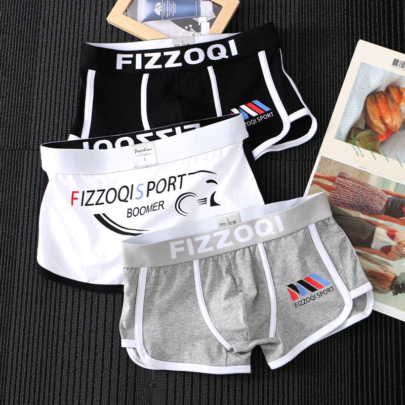 Ανδρικά βαμβακερά μποξέρ με σχέδιο από γράμματα, μεσαίας ζώνης, διαπνοή και γρήγορο στέγνωμα, βασικό ύφασμα 90–95% βαμβάκι