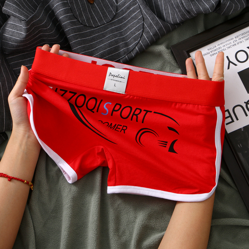 Ανδρικά βαμβακερά μποξέρ με σχέδιο από γράμματα, μεσαίας ζώνης, διαπνοή και γρήγορο στέγνωμα, βασικό ύφασμα 90–95% βαμβάκι