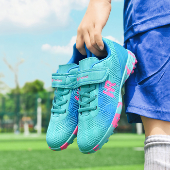 Ποδοσφαιρικά παπούτσια για τεχνητό χλοοτάπητα, αναπνεύσιμο επάνω μέρος από τεχνητό δέρμα, Velcro κλείσιμο, καουτσούκ σόλα