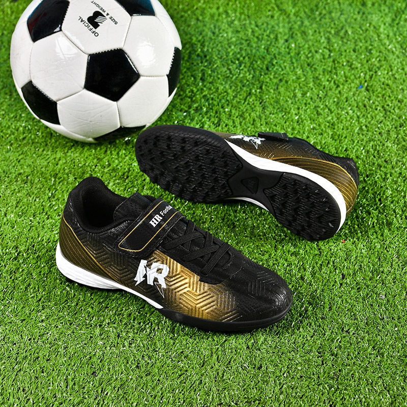 Ποδοσφαιρικά παπούτσια για τεχνητό χλοοτάπητα, αναπνεύσιμο επάνω μέρος από τεχνητό δέρμα, Velcro κλείσιμο, καουτσούκ σόλα