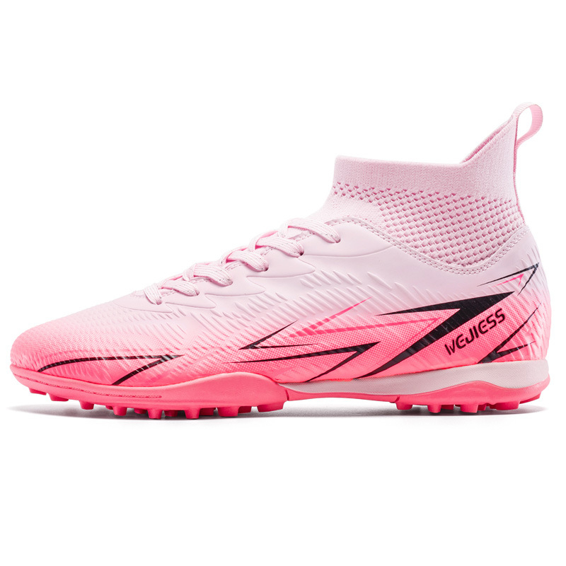 Ποδοσφαιρικά παπούτσια υψηλού ύψους για τεχνητό χλοοτάπητα, TF/AG καρφιά, δερμάτινο πάνω μέρος, αντιολισθητική σόλα, unisex