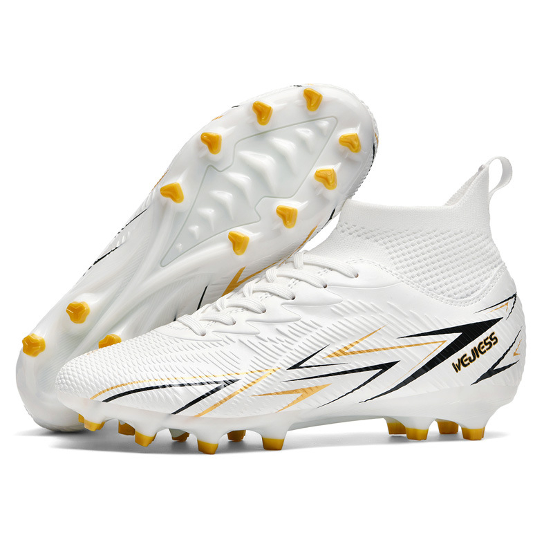 Ποδοσφαιρικά παπούτσια υψηλού ύψους για τεχνητό χλοοτάπητα, TF/AG καρφιά, δερμάτινο πάνω μέρος, αντιολισθητική σόλα, unisex