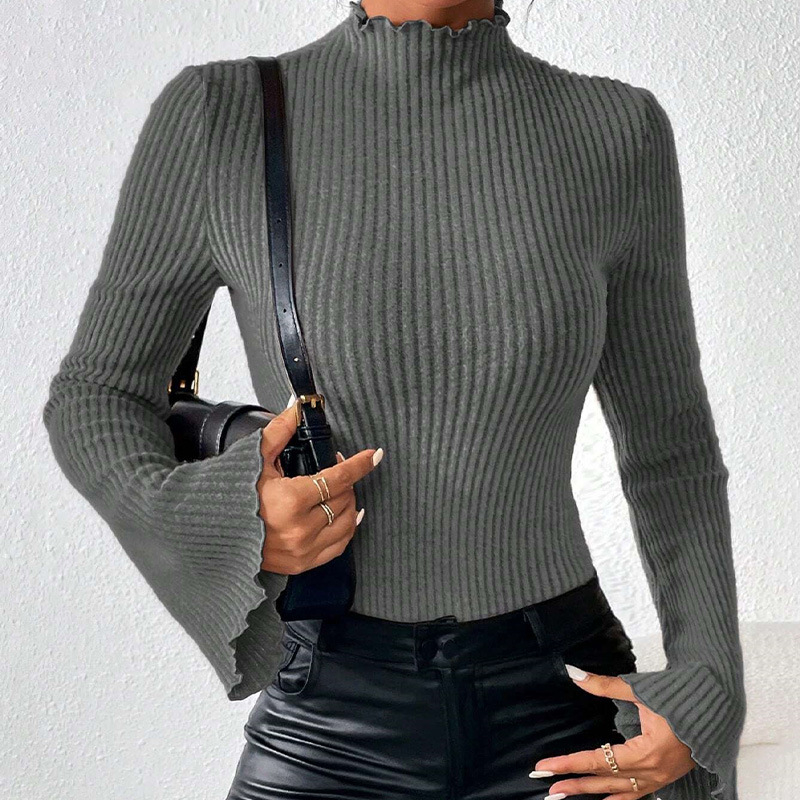 Megztas bodis su ilgu rankovėmis, megztinis stilius, liesas kirpimas, patchwork dizainas, poliesteris