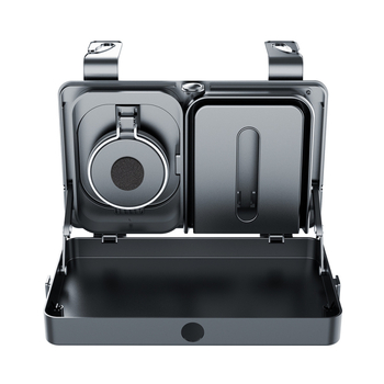 Universal αυτοκίνητο πίσω κάθισμα τραπέζι – Πολυλειτουργικός δίσκος με θήκη χαρτομάντηλων, θήκη για ποτήρι και πιάτο φαγητού, πλαστικό, αναδιπλούμενος και αποσπώμενος