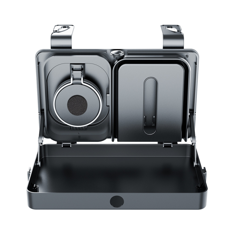 Universal αυτοκίνητο πίσω κάθισμα τραπέζι – Πολυλειτουργικός δίσκος με θήκη χαρτομάντηλων, θήκη για ποτήρι και πιάτο φαγητού, πλαστικό, αναδιπλούμενος και αποσπώμενος