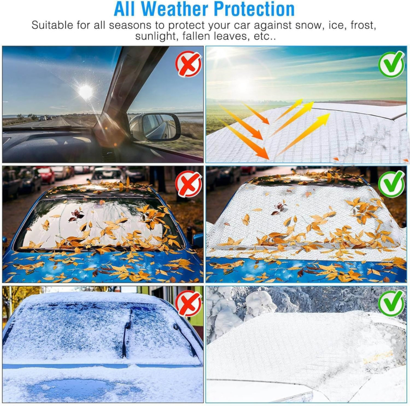 Κάλυμμα παρμπρίζ για μπροστινά και πλαϊνά παράθυρα | Αλουμινόφυλλο, ενσωματωμένη εγκατάσταση, 700 g, καρό μοτίβο, παχύτερο μινιμαλιστικό στυλ