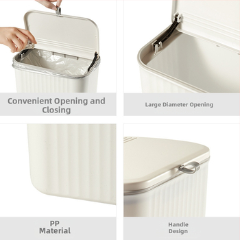 Zidni kanta za smeće, 12 L, plastična, dugačak cilindrični oblik, s poklopcem rocker tipa