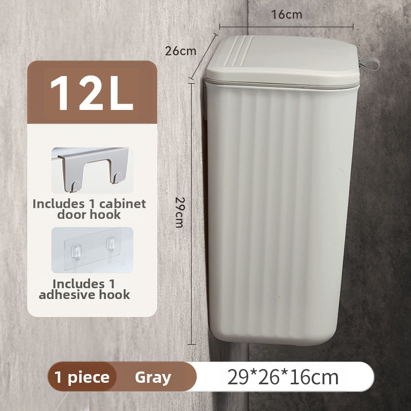 Zidni kanta za smeće, 12 L, plastična, dugačak cilindrični oblik, s poklopcem rocker tipa