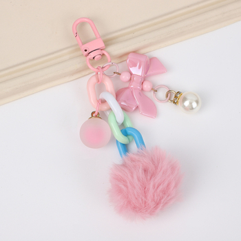 Μπρελόκ - Κορεατικό στυλ, ρητίνη με αρκουδάκι γλειφιτζούρι και μαλακή μπάλα ως διακόσμητικό, κατάλληλο για αυτοκίνητο ή τσάντα