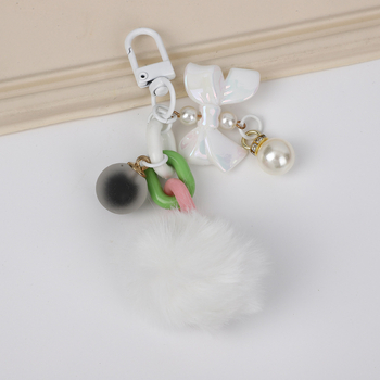 Μπρελόκ - Κορεατικό στυλ, ρητίνη με αρκουδάκι γλειφιτζούρι και μαλακή μπάλα ως διακόσμητικό, κατάλληλο για αυτοκίνητο ή τσάντα