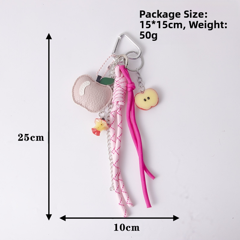 Висулка за чанта с ябълков мотив, плетено въже, PU материал, Blessed Jewelry, Jinhua, пролет 2025