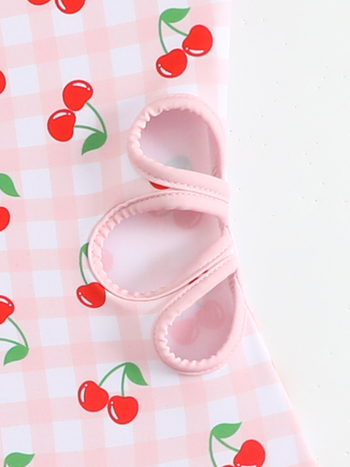 Παιδικό μαγιό για κορίτσια – μοτίβο: πλέγμα, ραγισμένα λουλούδια, μικρή φρεσκάδα; ύφασμα: 95% πολυεστέρας, επένδυση 5% σπαντέξ; βάρος 150 g; κατάλληλο για κολύμβηση.