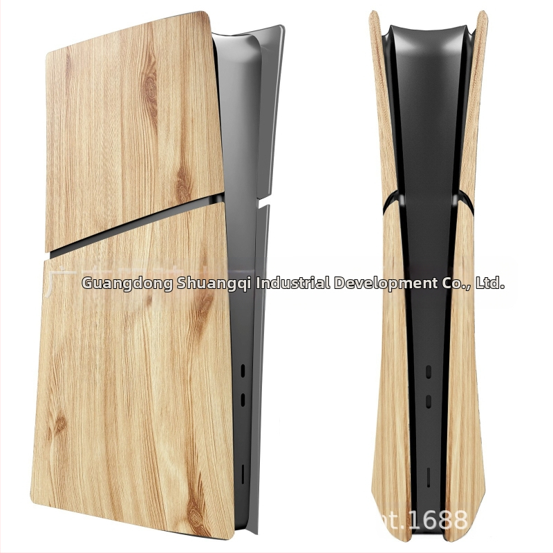 PS5 Slim дървен корпус - заместващ корпус за PS5 Slim, ABS пластмаса, комплект от 4 части